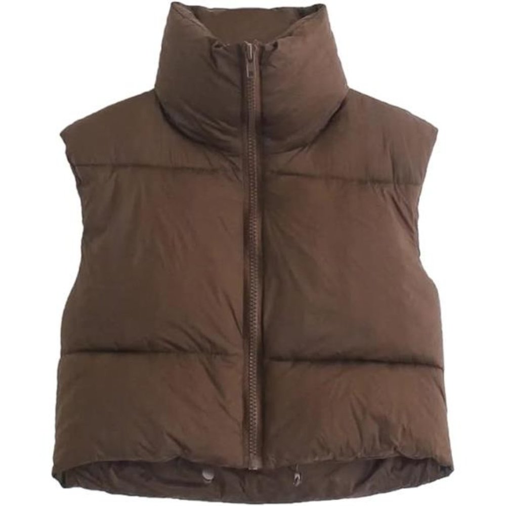 Women's Winter Crop Vest Lightweight Sleeveless Warm Outerwear Puffer Vest